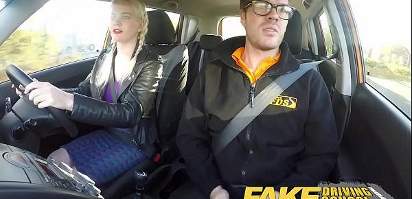  Fake Driving School big tits hairy pussy student has creampie and squirts